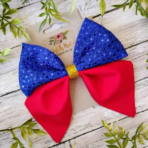 Snow White Hair Bow , Snow White Fabric Bow , Large Snow White Hair Bow , Snow White Headband