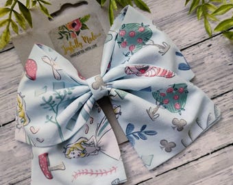 Alice in Wonderland Hair Bow: Handmade Cotton Sailor Bow