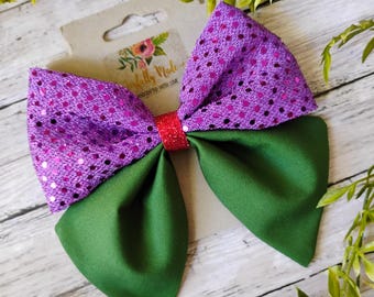 Little Mermaid Fabric Inspired Sparkle Hair Bow