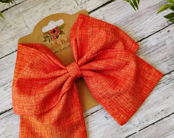 Fall Orange Sailor Hair Bow: Harvest Cotton Clip or Headband