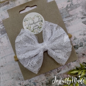 White Lace Bow Headband , Lace Bow ,  Lace Headband , Baby Headband