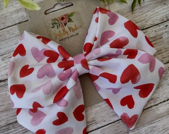 Valentine's Day Hair Bow , Valentines Day Sailor Bow , Large Valentine's Day Bow , Valentine's Day Hair Clip