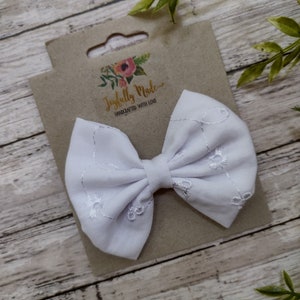 White Eyelet Hair Bow , White Eyelet Headband , White Hair Bow , White Hair Clip