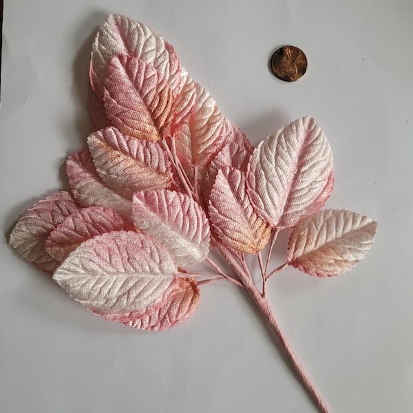 Velvet Leaves-Pink Variegated for millinery, bridal, and Historical Costuming