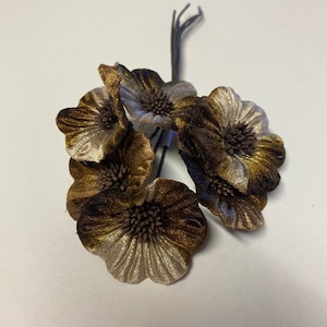 Chestnut Round Velvet Blossoms x6 Millinery Wedding Flowers