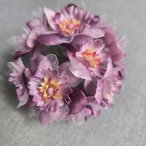 Plum Silk and Organza Hydrangeas Weddings Millinery with Fancy Centers
