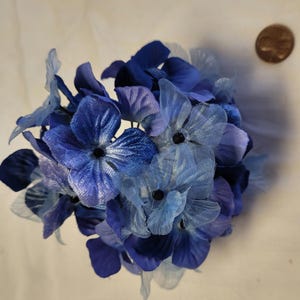 Blue Velvet and Organza Hydrangeas Weddings Millinery