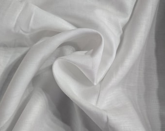 White 80 LEA European Handkerchief Linen fabric by the Yard- Super Silky Soft
