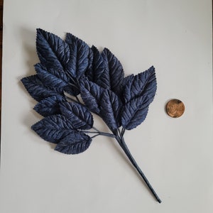 Velvet Leaves-Dark Blue for millinery, bridal, and Historical Costuming