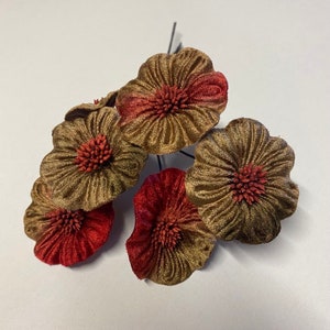 Autumnal Round Velvet Blossoms x6 Millinery Wedding Flowers