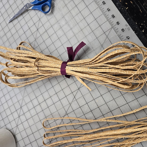 Natural Wheat Plait Straw Millinery Braid, 20 yard Hank