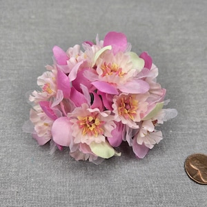 Pink Silk and Organza Hydrangeas Weddings Millinery with Fancy Centers