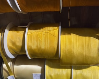 Yellow German Moiré Ribbon by the yard-3 Widths available