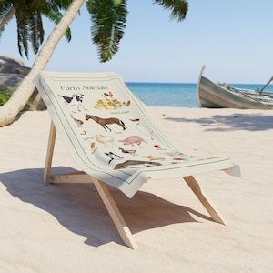 Farm Animal Beach Towel - Cute Farm Animals Design, Summer Towel, Kids Beach Towel, Animal Lover Gift, Poolside Towel