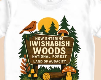 I Wishabish Woods PNG - Retro Forest Sign Clipart (Digital Download)