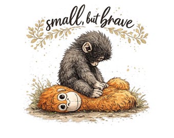 Punch Baby Monkey PNG, Viral Meme Illustration, Emotional Plush Toy Clipart (Digital Download)