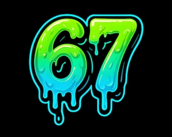 Neon Slime Drip Number 67 PNG – Gamer Graphic (Digital Download)