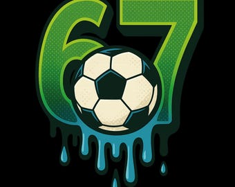 Green Slime Soccer Number 67 PNG – Drip Graphic, Jersey Design (Digital Download)