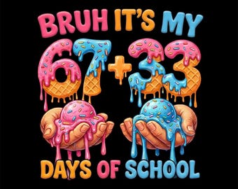 Bruh It’s My 67th Day PNG – Funny 100 Meme for Students & Teachers | Instant Download