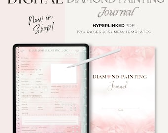 Planificateur numérique de peinture de diamant rose | Diamond Art Tracker et journal de bord | Organiseur de cache et suivi de projet | Journal Goodnotes pour iPad