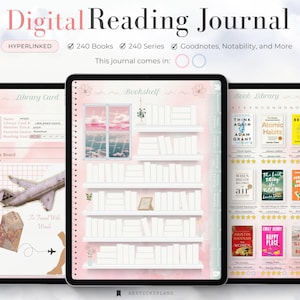 Digitales Lesetagebuch, Goodnotes-Journal, digitaler Leseplaner, Lesetagebuch, Buchbesprechung, digitales Bücherregal, Lesetracker