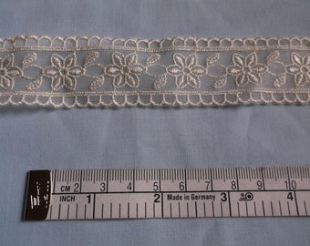 30mm cream embroidered lace trim by the metre