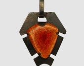 Black and Orange Distressed Steel Rustic Pendant