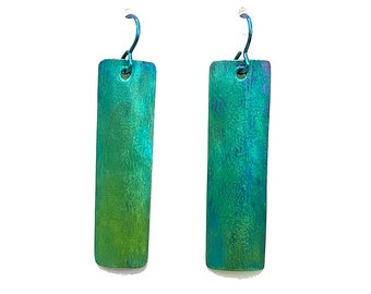 Blue Green Ombre Anodized Niobium Dangle Earrings - Made to Order