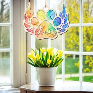 Personalized Dog Memorial Suncatcher,Custom Dog Loss Ornament,Dog Angel Suncatcher,Dog Memorial Ornament,Dog Memorial Gift,Dog Lover Gift