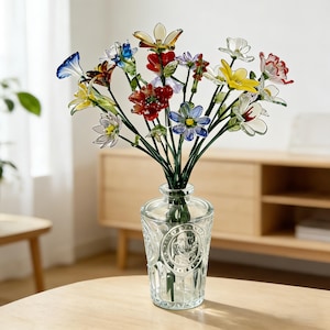 Glass Birth Month Flower, Birth Flower Gift, Hand Blown Spring Flower, Glass Flower Bouquet, Mother's Day Gift, Gift for Her, Birthday Gift