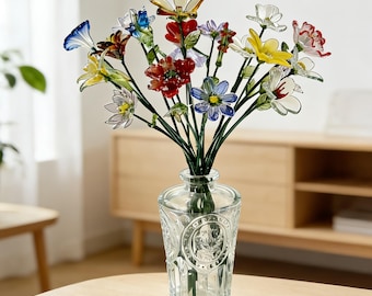 Glass Birth Month Flower, Birth Flower Gift, Hand Blown Spring Flower, Glass Flower Bouquet, Mother's Day Gift, Gift for Her, Birthday Gift