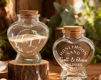 Personalized Travel Sand Memory Bottle,Custom Honeymoon Keepsake Sand Jar,Vacation Sand Keepsake, Wedding Gifts,Bridal Gift,Gifts for Couple