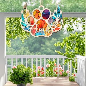 Personalized Dog Memorial Suncatcher, Custom Dog Loss Ornament, Dog Angel Suncatcher, Dog Memorial Gift, Pet Lover Gifts, Dog Mom and Dad