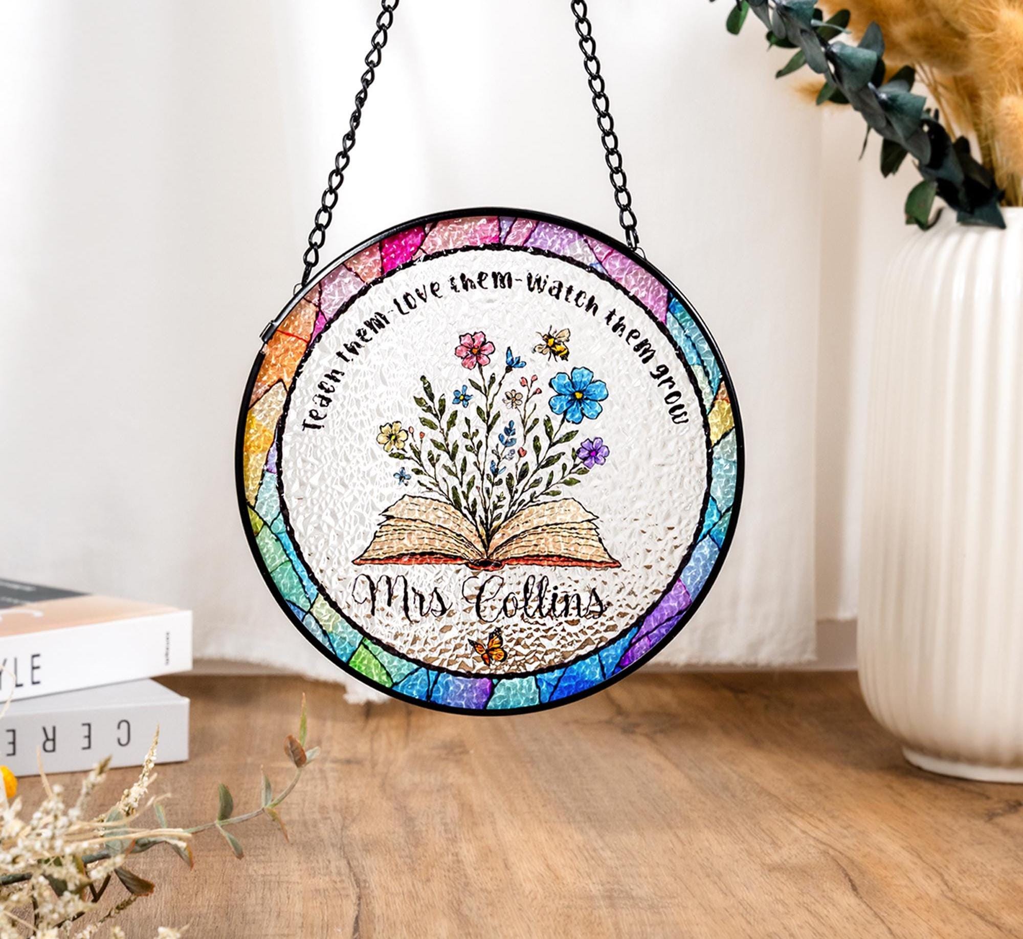 Custom Teacher Stained Glass Suncatcher, Teacher Appreciation Gift From Student, Back To School Gift, End of Year Gift, Gift for Teacher