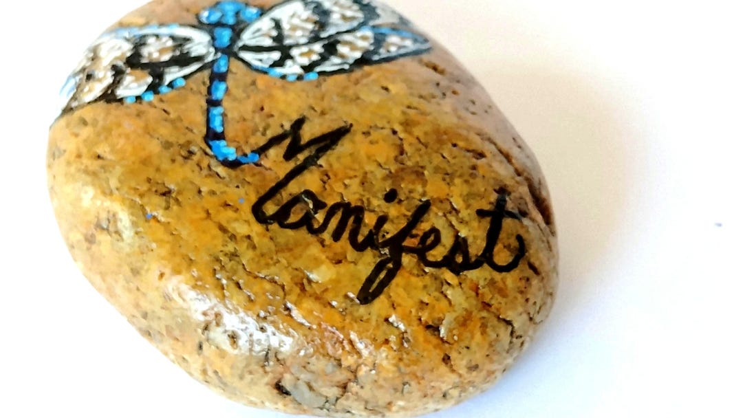 Dragonfly Hand-painted Rock: Manifest Art - Etsy