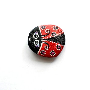 Hand Painted Ladybug Rock: Lucky Garden Decor