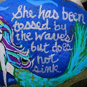 Mermaid hand painted  Inspirational rock