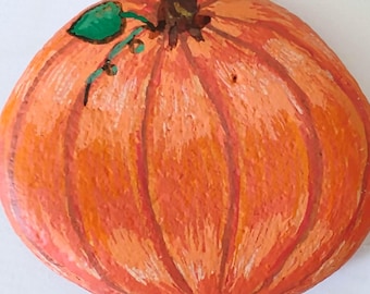Hand Painted Pumpkin Rock, Halloween Decoration