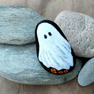 Halloween Ghost Painted Rock, Boo Hand Painted Rock, Halloween ...