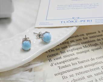 Larimar Earrings, Girlfriend Gifts, Fine Jewelry 925 Sterling Silver Larimar Earrings, Beautiful Handmade Earrings, with Brand Gift Box.