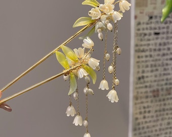 Elegant Lily of the Valley Hair Stick,Handmade Vintage Hairpin,Hair Accessory for Women