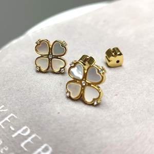 Four Leaf Clover Earrings, Silver Gold  Stud Earrings, Lucky Four Leaf Clover,Women Jewellry,Gift for Her, Birthday Gifts, Shamrock Earrings