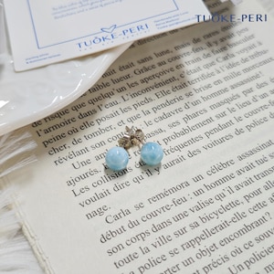 Larimar Stud Earrings, Natural Healing Stone, Women Earrings, Larimar 925 Sterling Silver, Gifts For Her