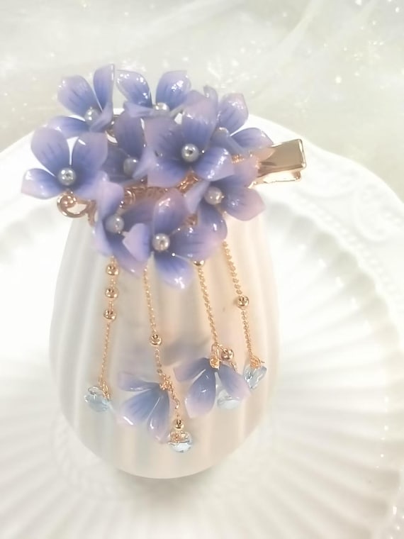 Elegant Silver and Purple Hair Clip rygai Anti-slip Tooth Temperament Exquisite Hair Clip  main image 3