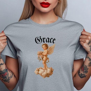 Heavenly Cherub Angel Graphic T-Shirt with Celestial Vibes for Aesthetic, Spiritual, and Artistic Style – Perfect for Trendy Baddie Looks