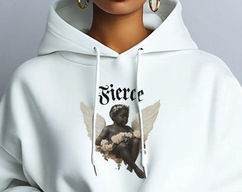 Felpa con cappuccio Cherub Angel – Design floreale audace, streetwear estetico