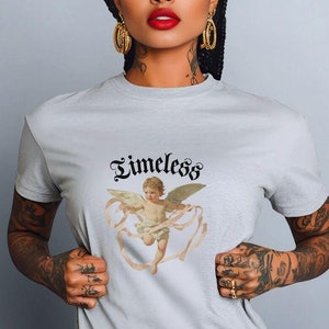 Timeless Cherub Graphic Tee - Vintage Angel Aesthetic Shirt for Trendy Streetwear and Baddie Fashion Lovers, Ethereal and Artistic Design