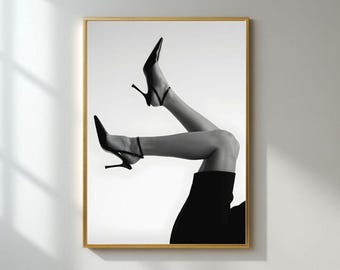 High Heels Fashion Poster – Minimalist Black and White Glam Art