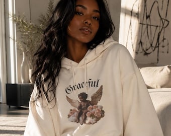 Celestial Cherub Graphic Hoodie – Angel Aesthetic Streetwear