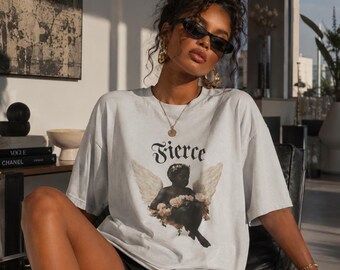 Fierce Cherub Graphic Tee, Streetwear Angel Design